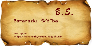 Baranszky Sába névjegykártya